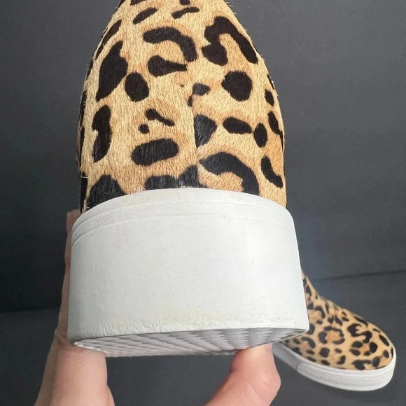 Steve Madden cow hide fur leopard print sneakers zipper size 7 - Picture 9 of 12